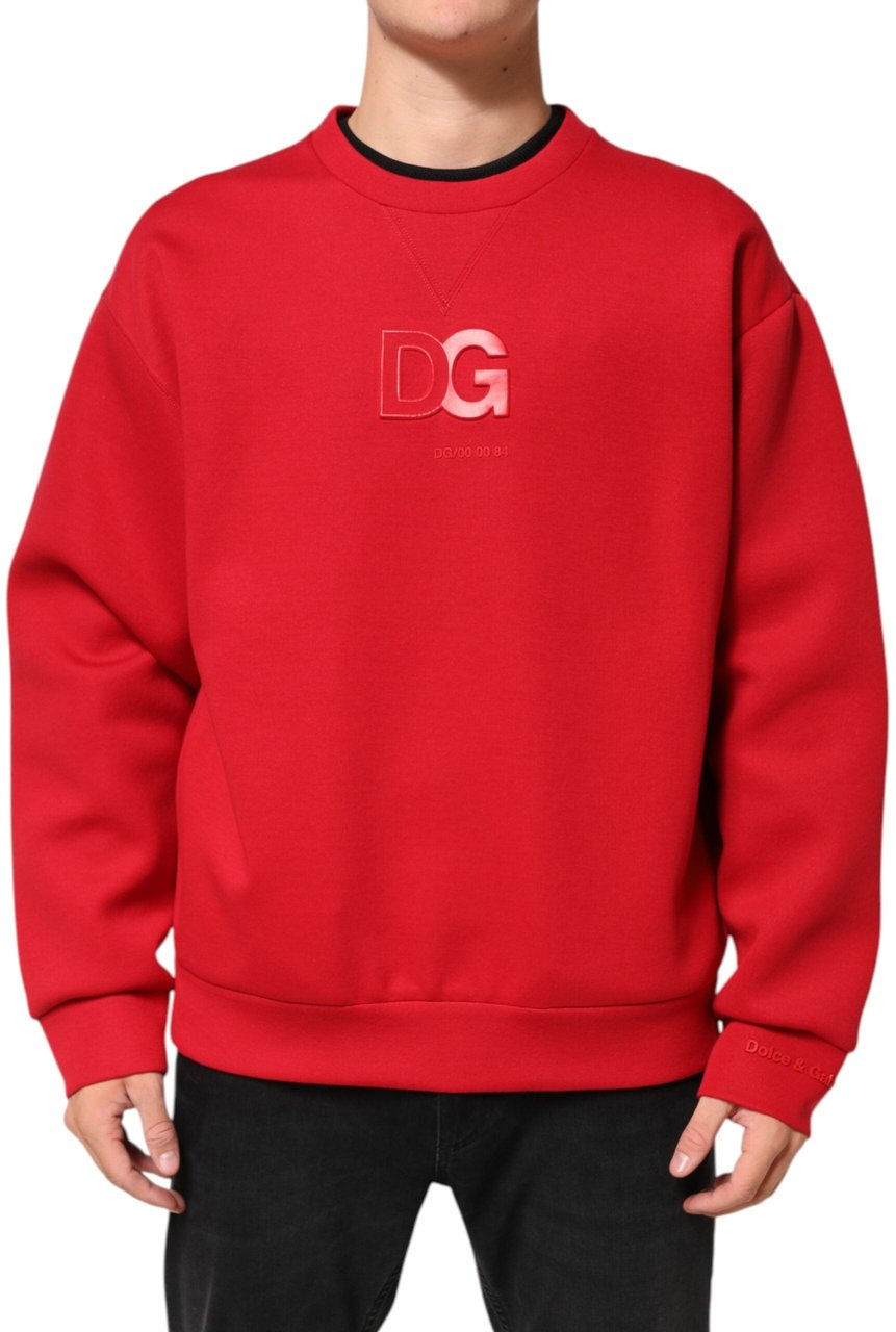 Dolce & Gabbana Red DG Logo Crew Neck Men Sweatshirt Sweater Rood