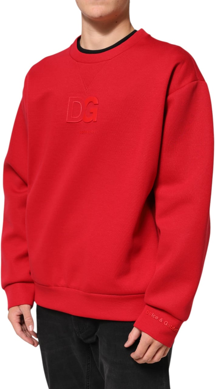 Dolce & Gabbana Red DG Logo Crew Neck Men Sweatshirt Sweater Rood