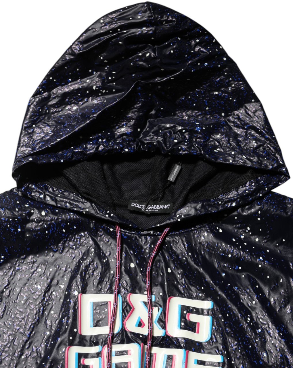Dolce & Gabbana Blue D&G Game Hooded Men Sweatshirt Sweater Blauw