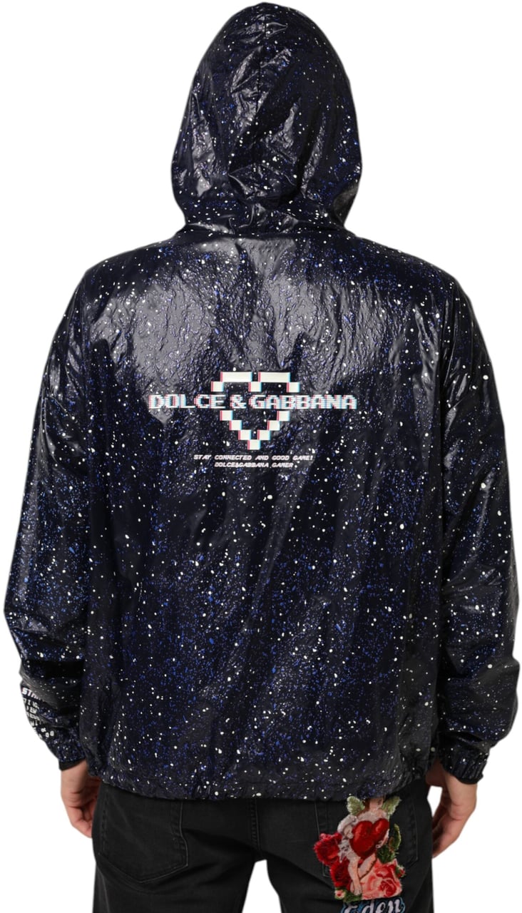 Dolce & Gabbana Blue D&G Game Hooded Men Sweatshirt Sweater Blauw