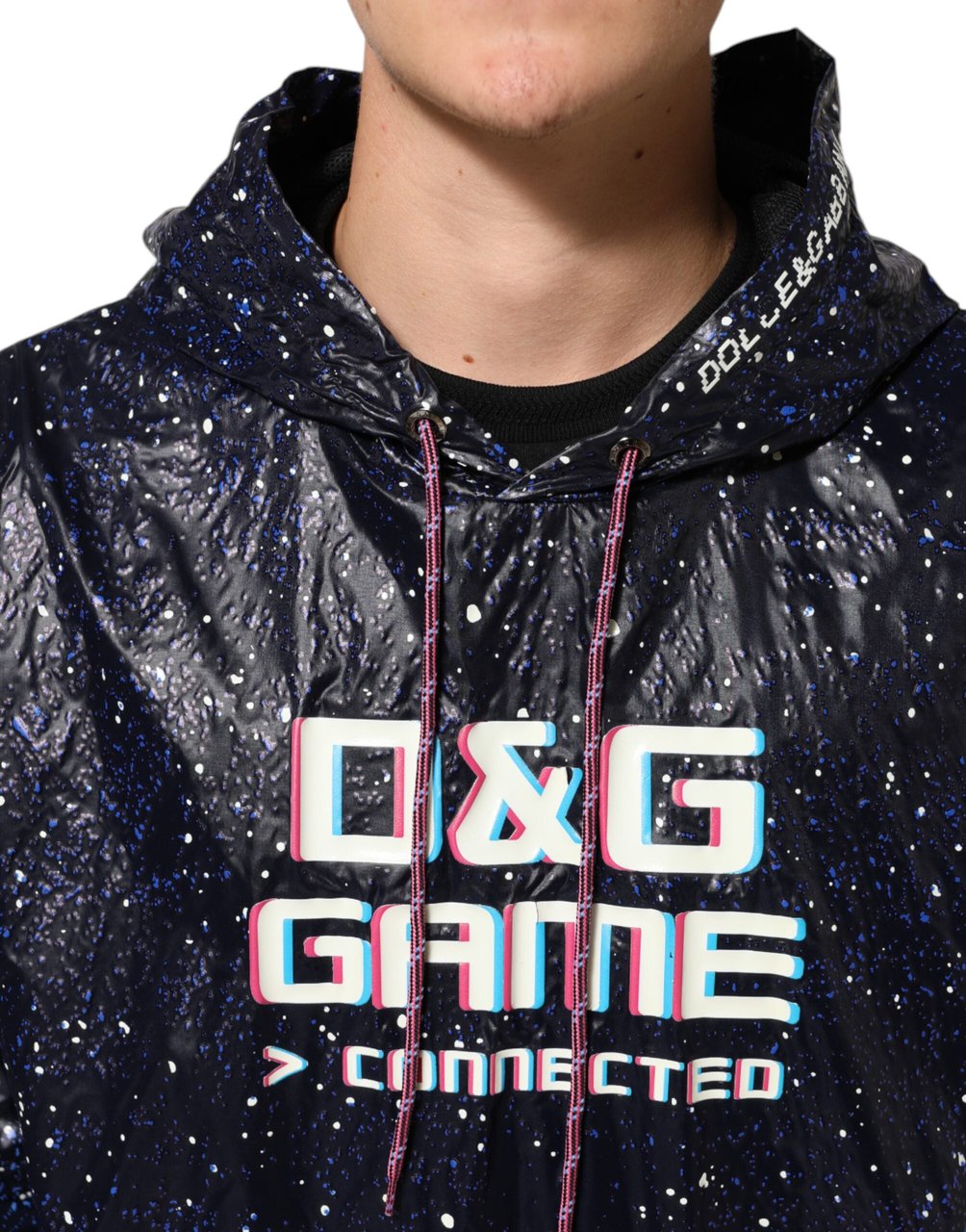 Dolce & Gabbana Blue D&G Game Hooded Men Sweatshirt Sweater Blauw