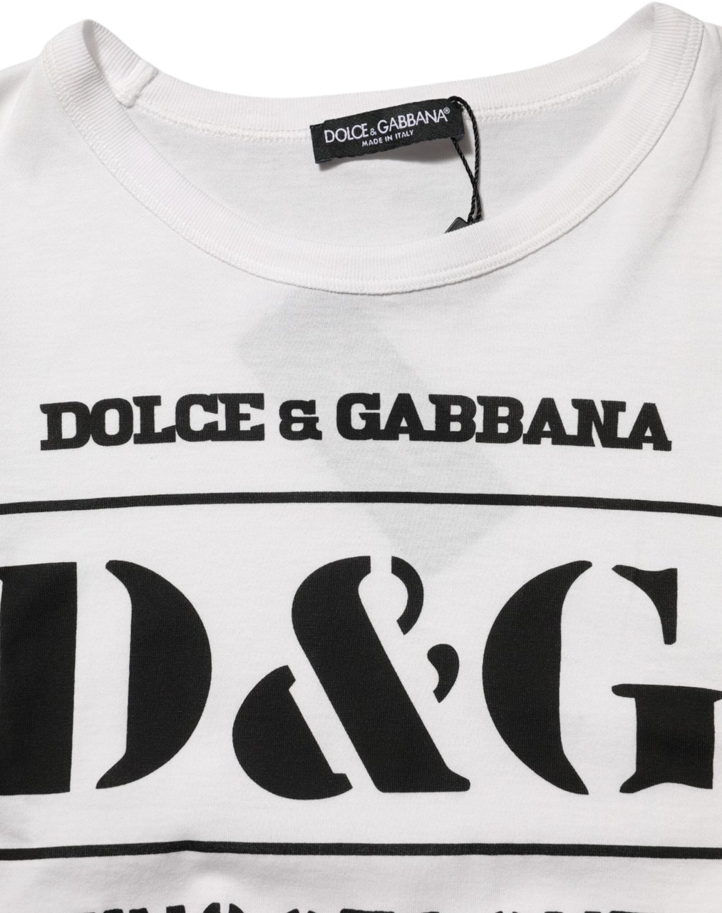 Dolce & Gabbana White Logo Camouflage Crew Neck Men T-shirt Zwart