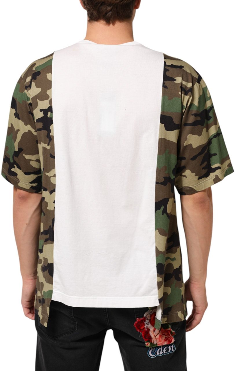 Dolce & Gabbana White Logo Camouflage Crew Neck Men T-shirt Zwart