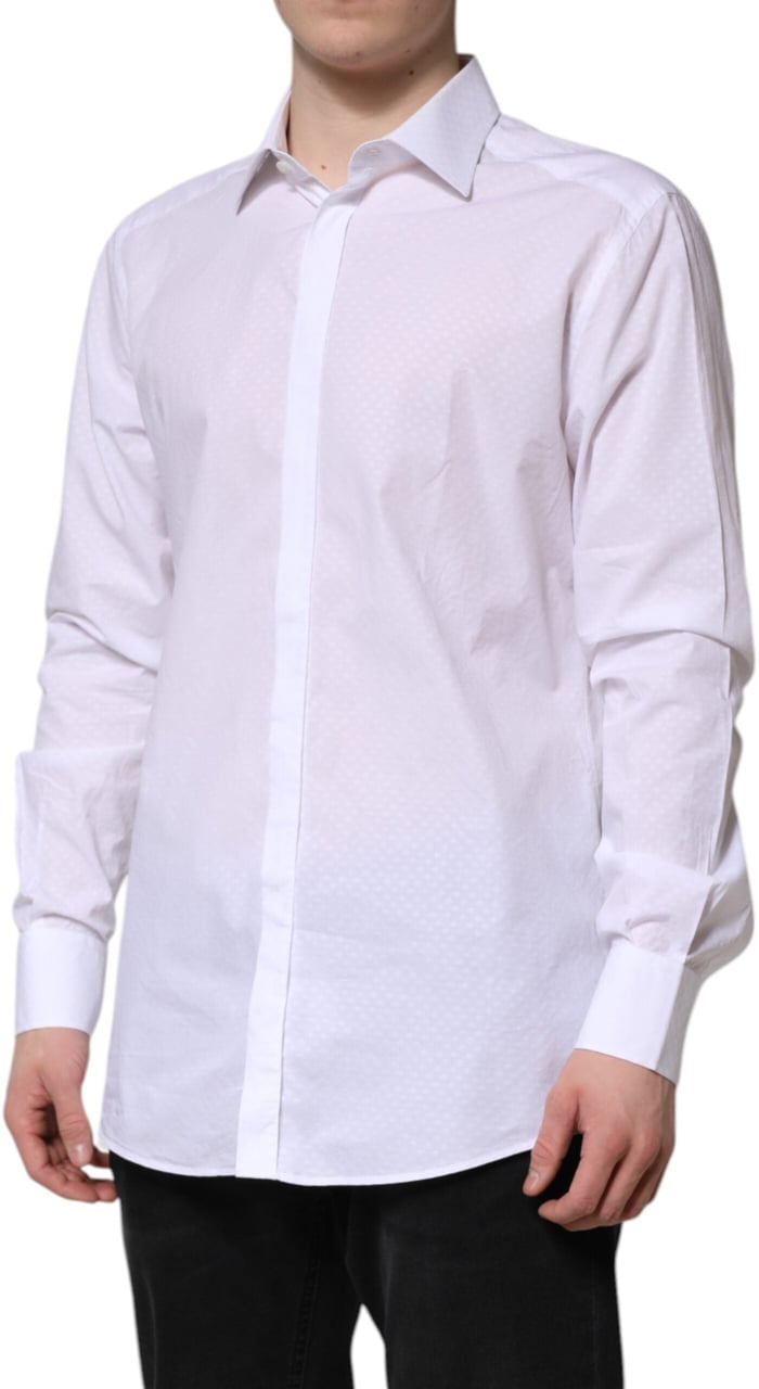 Dolce & Gabbana White GOLD Cotton Long Sleeves Formal Shirt Goud