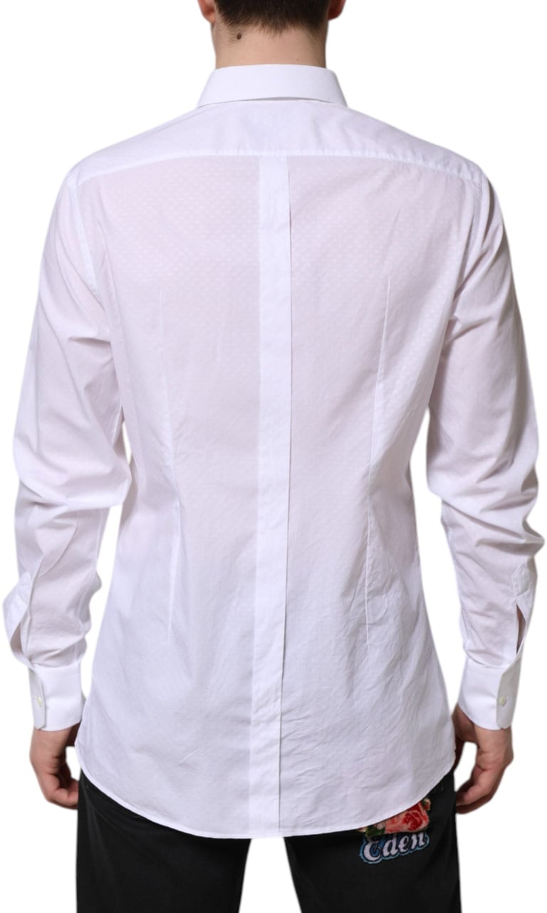Dolce & Gabbana White GOLD Cotton Long Sleeves Formal Shirt Goud