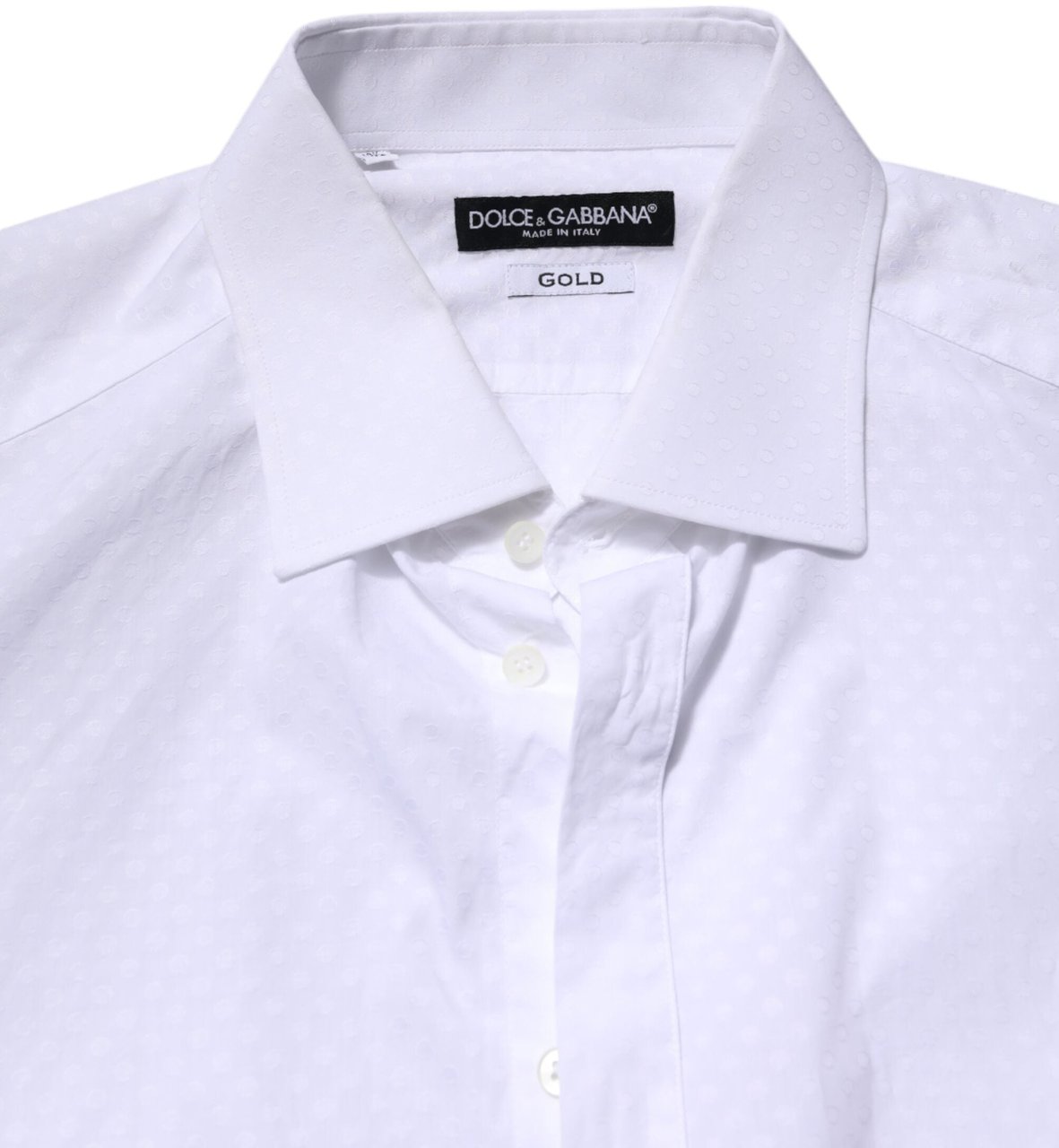 Dolce & Gabbana White GOLD Cotton Long Sleeves Formal Shirt Goud