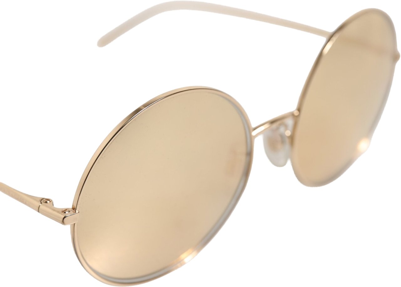 Dolce & Gabbana Gold Metal Round Shades Eyewear Sunglasses Goud