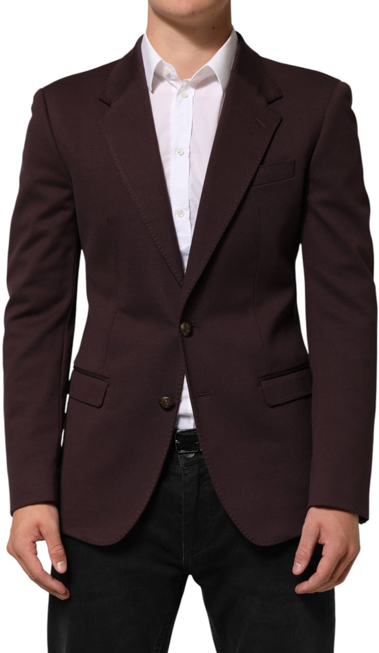 Dolce & Gabbana Maroon Cotton 2 Buttons Suit Jacket Blazer Maroon