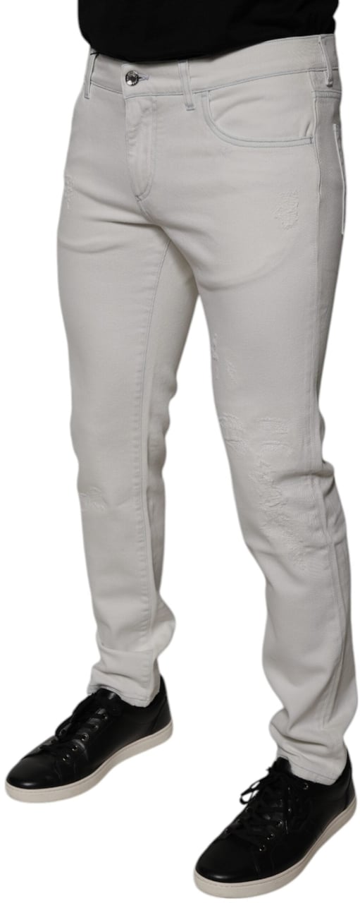 Dolce & Gabbana White Cotton Stretch Skinny Men Denim Jeans Wit