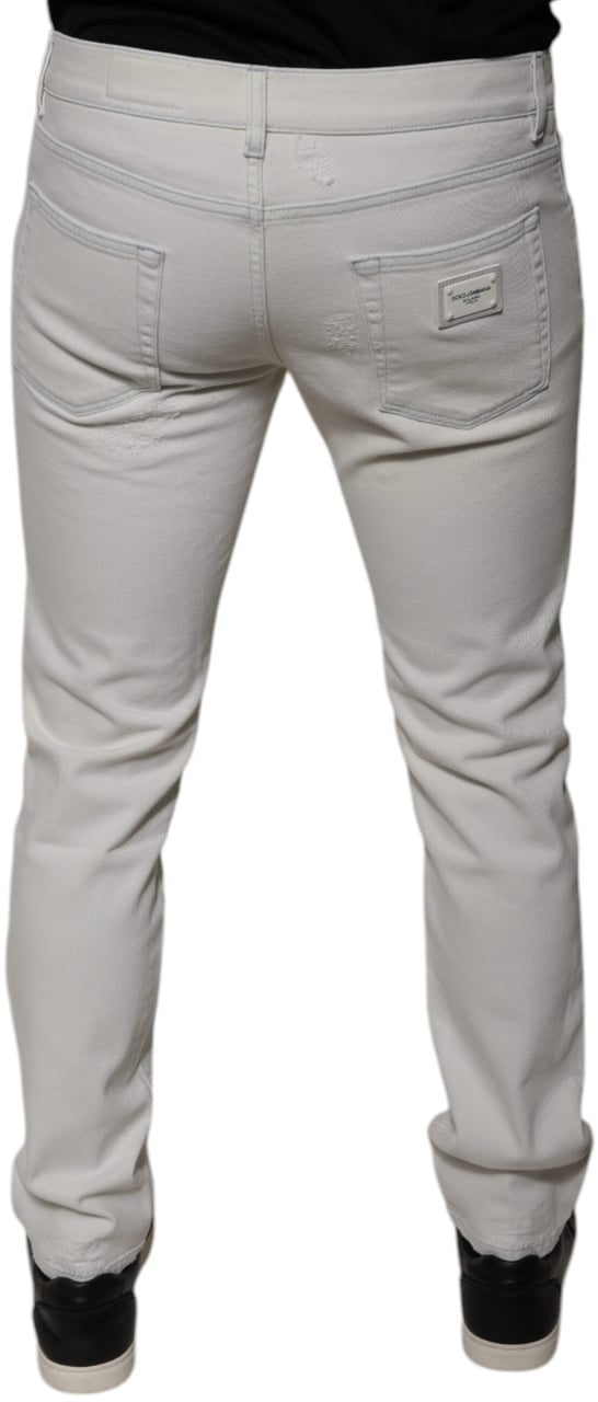 Dolce & Gabbana White Cotton Stretch Skinny Men Denim Jeans Wit