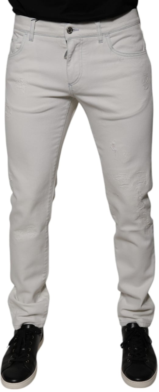 Dolce & Gabbana White Cotton Stretch Skinny Men Denim Jeans Wit