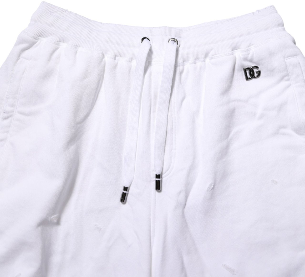 Dolce & Gabbana White Distressed Cotton Men Bermuda Shorts Wit