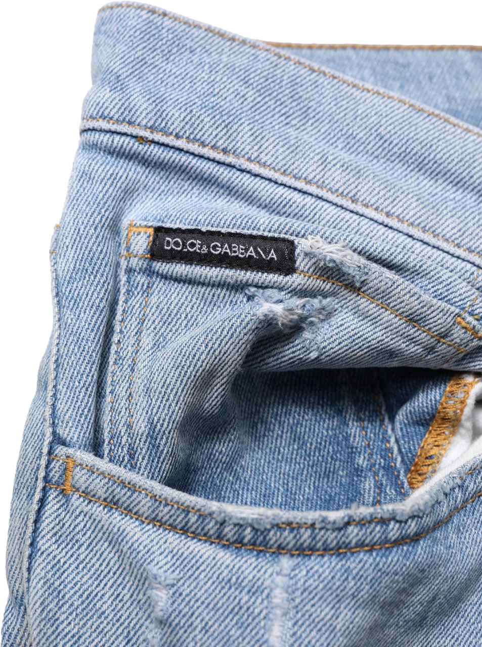 Dolce & Gabbana Blue Cotton Distressed Slim Fit Denim Jeans Blauw