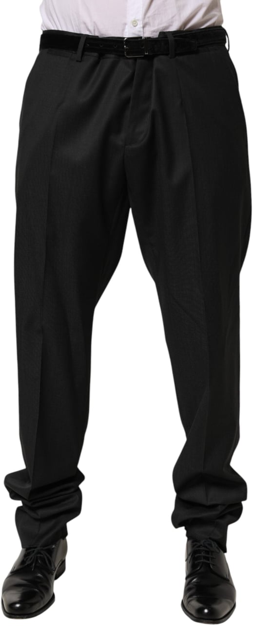 Dolce & Gabbana Black Wool Formal Dress Men Trouser Pants Zwart