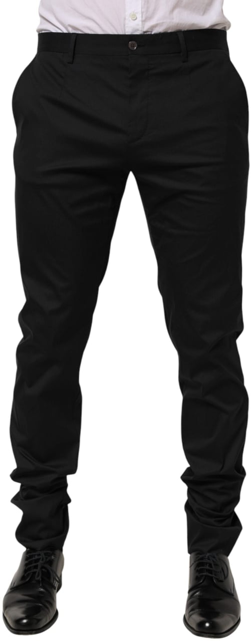 Dolce & Gabbana Black Cotton Formal Dress Men Trouser Pants Zwart
