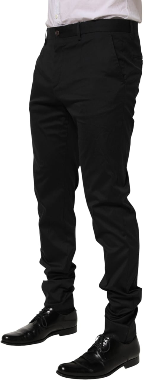 Dolce & Gabbana Black Cotton Formal Dress Men Trouser Pants Zwart