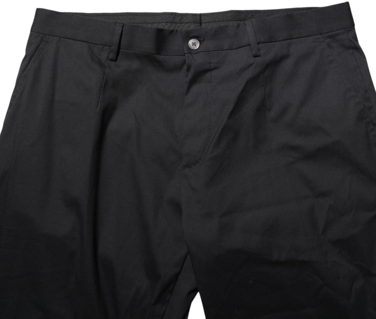 Dolce & Gabbana Black Cotton Formal Dress Men Trouser Pants Zwart