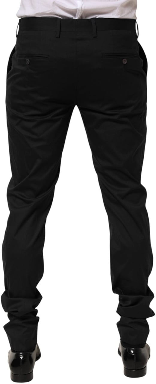 Dolce & Gabbana Black Cotton Formal Dress Men Trouser Pants Zwart