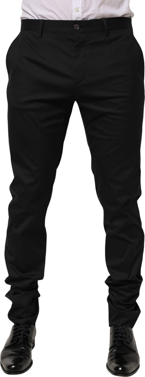 Dolce & Gabbana Black Cotton Formal Dress Men Trouser Pants Zwart