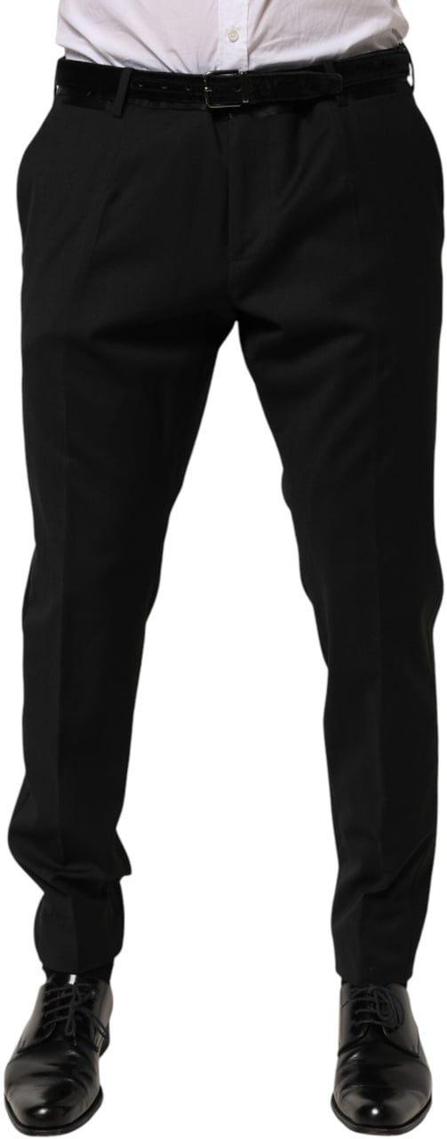 Dolce & Gabbana Black Wool Formal Dress Men Trouser Pants Zwart