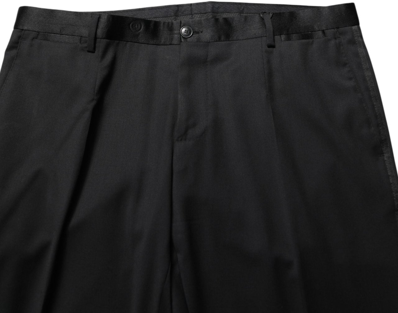 Dolce & Gabbana Black Wool Formal Dress Men Trouser Pants Zwart