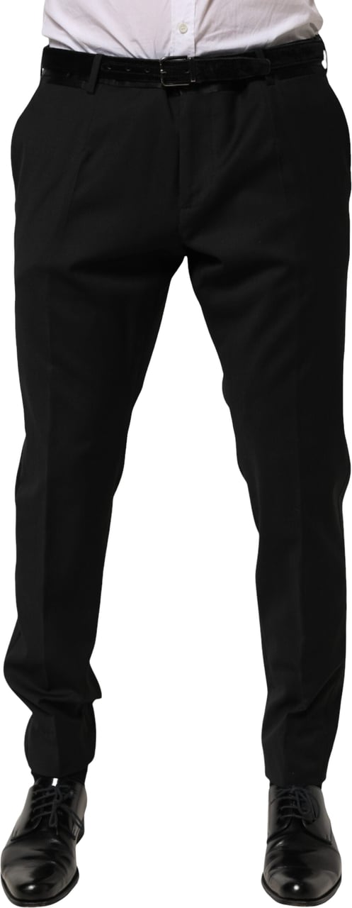 Dolce & Gabbana Black Wool Formal Dress Men Trouser Pants Zwart