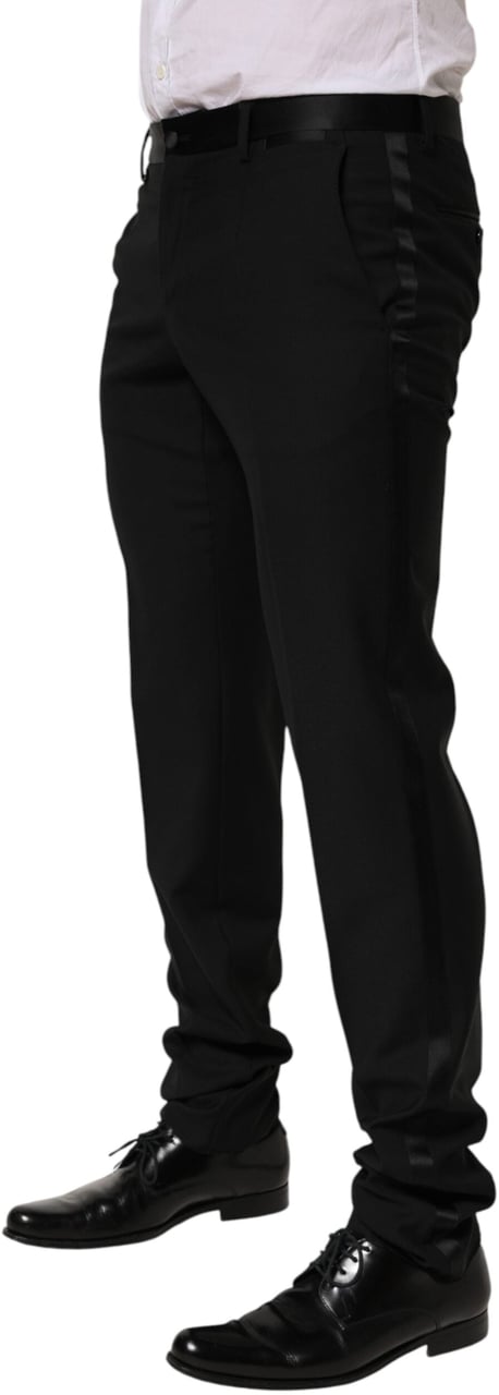 Dolce & Gabbana Black Wool Formal Dress Men Trouser Pants Zwart