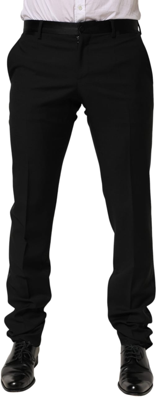 Dolce & Gabbana Black Wool Formal Dress Men Trouser Pants Zwart