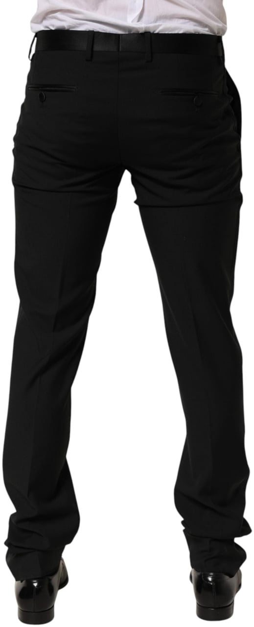 Dolce & Gabbana Black Wool Formal Dress Men Trouser Pants Zwart