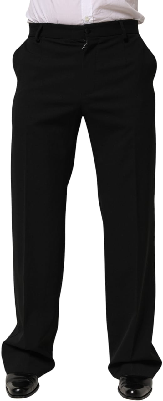 Dolce & Gabbana Black Wool Formal Dress Men Trouser Pants Zwart