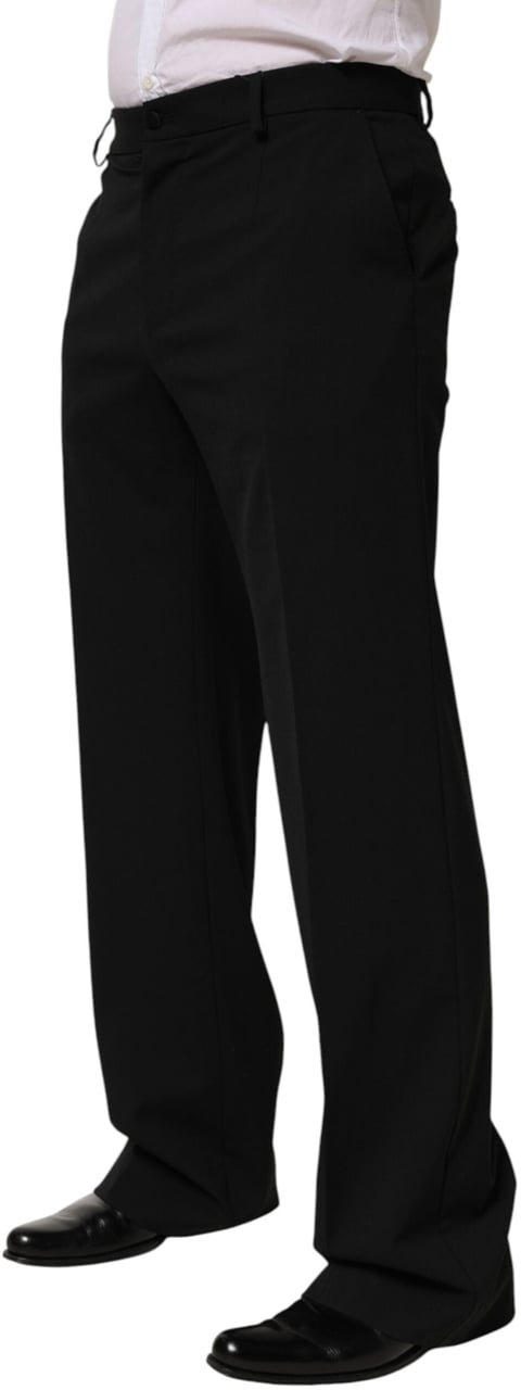 Dolce & Gabbana Black Wool Formal Dress Men Trouser Pants Zwart