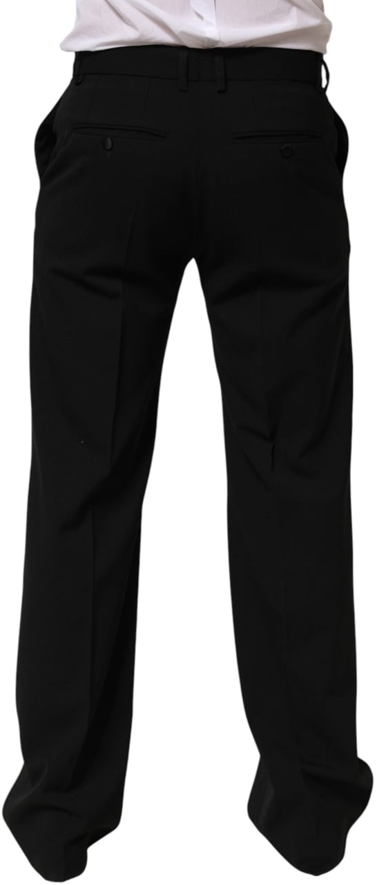 Dolce & Gabbana Black Wool Formal Dress Men Trouser Pants Zwart