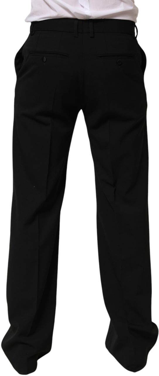 Dolce & Gabbana Black Wool Formal Dress Men Trouser Pants Zwart