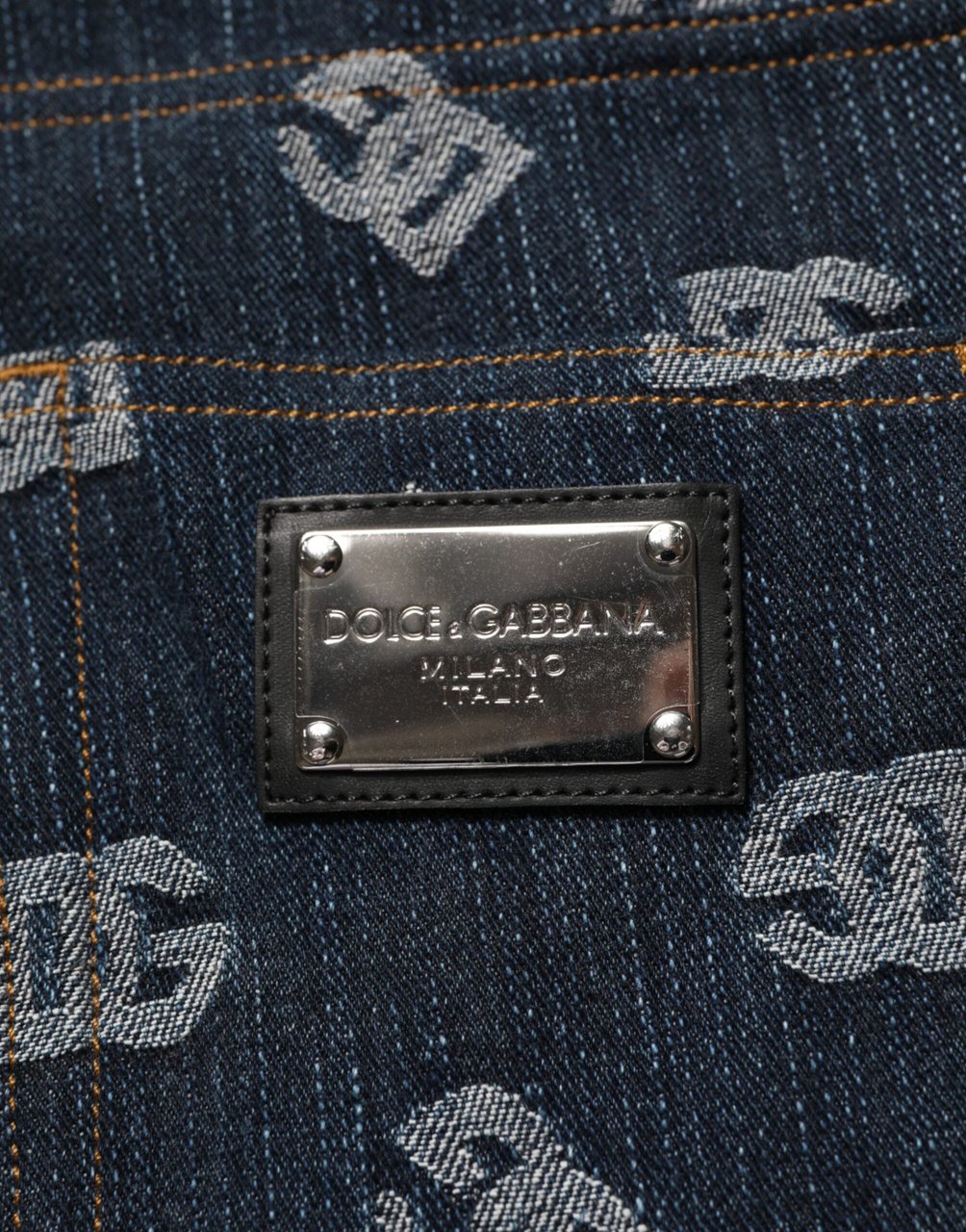 Dolce & Gabbana Blue Logo Print Straight Denim Men Jeans Blauw