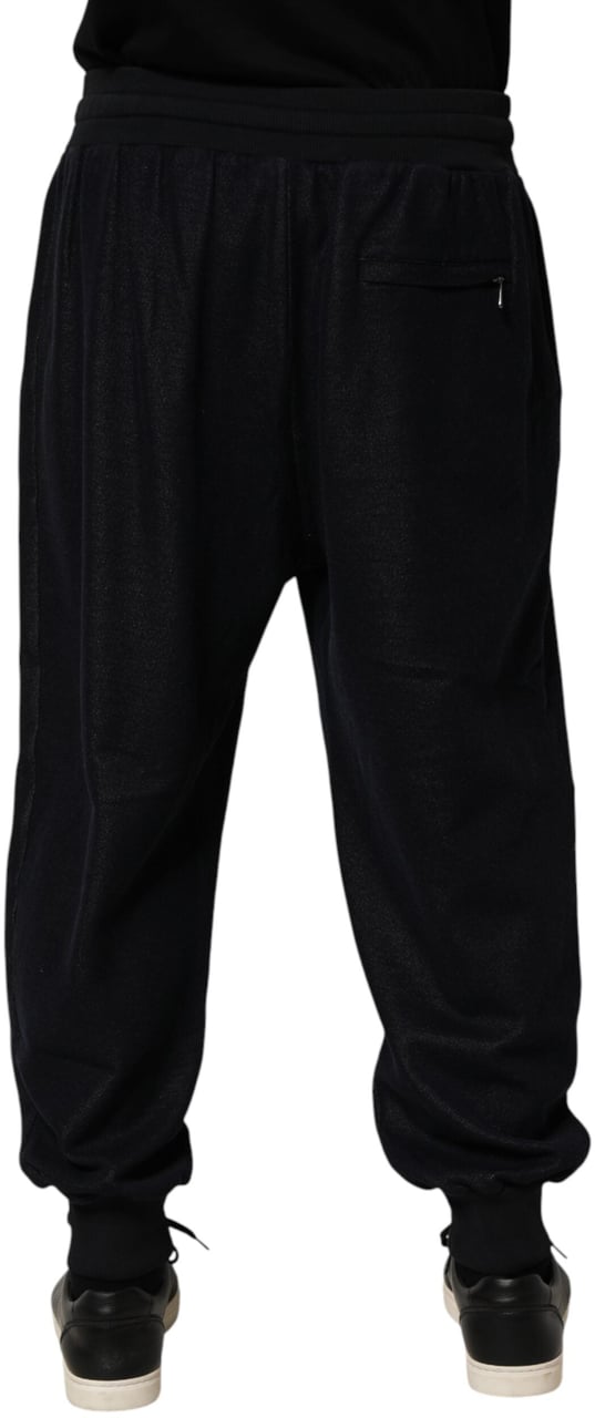 Dolce & Gabbana Black Cotton Blend Drawstring Jogger Jogger Pants Zwart