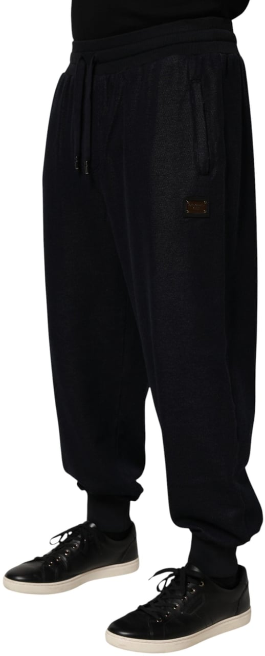 Dolce & Gabbana Black Cotton Blend Drawstring Jogger Jogger Pants Zwart