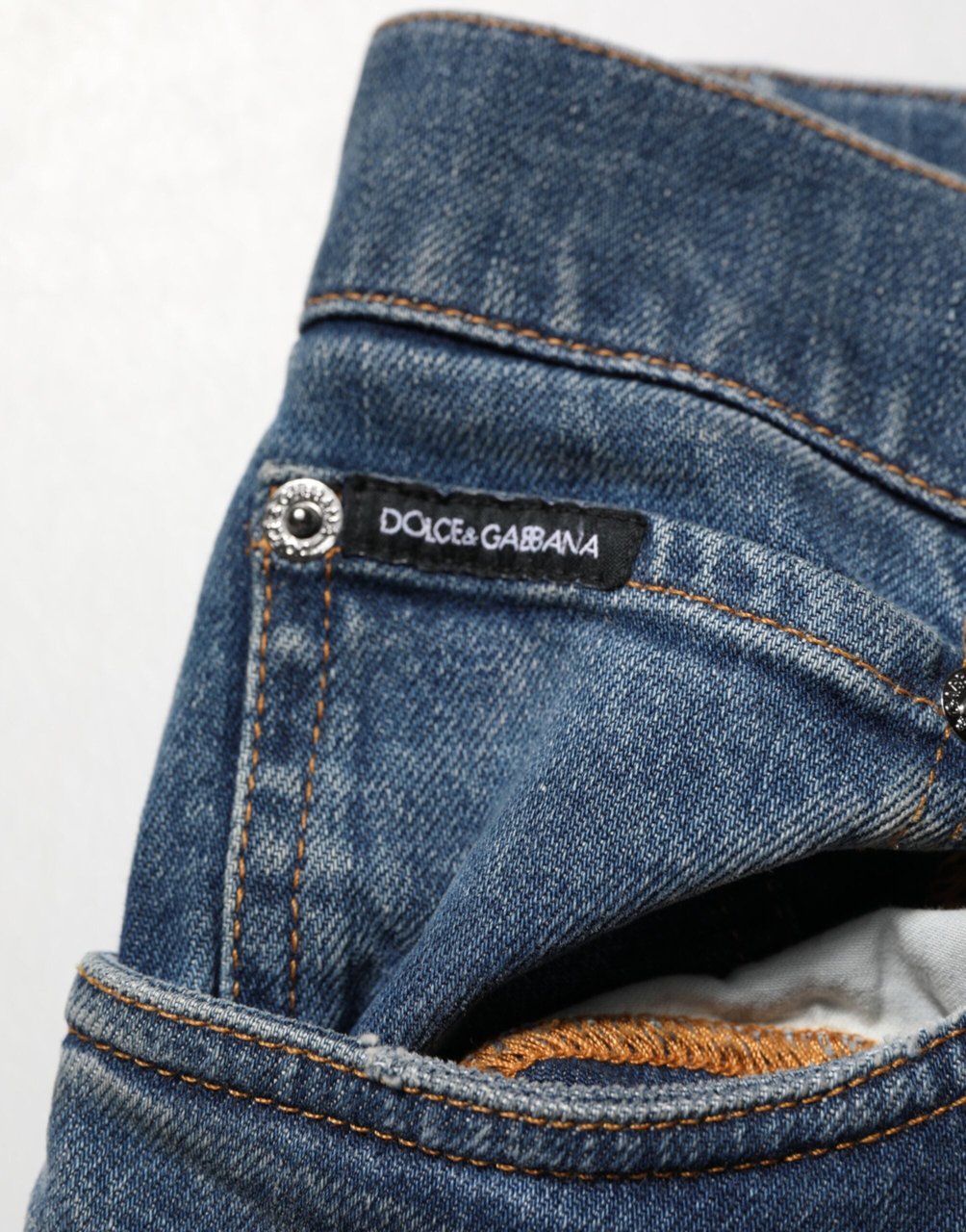 Dolce & Gabbana Blue Tattered Cotton Skinny Men Denim Jeans Blauw
