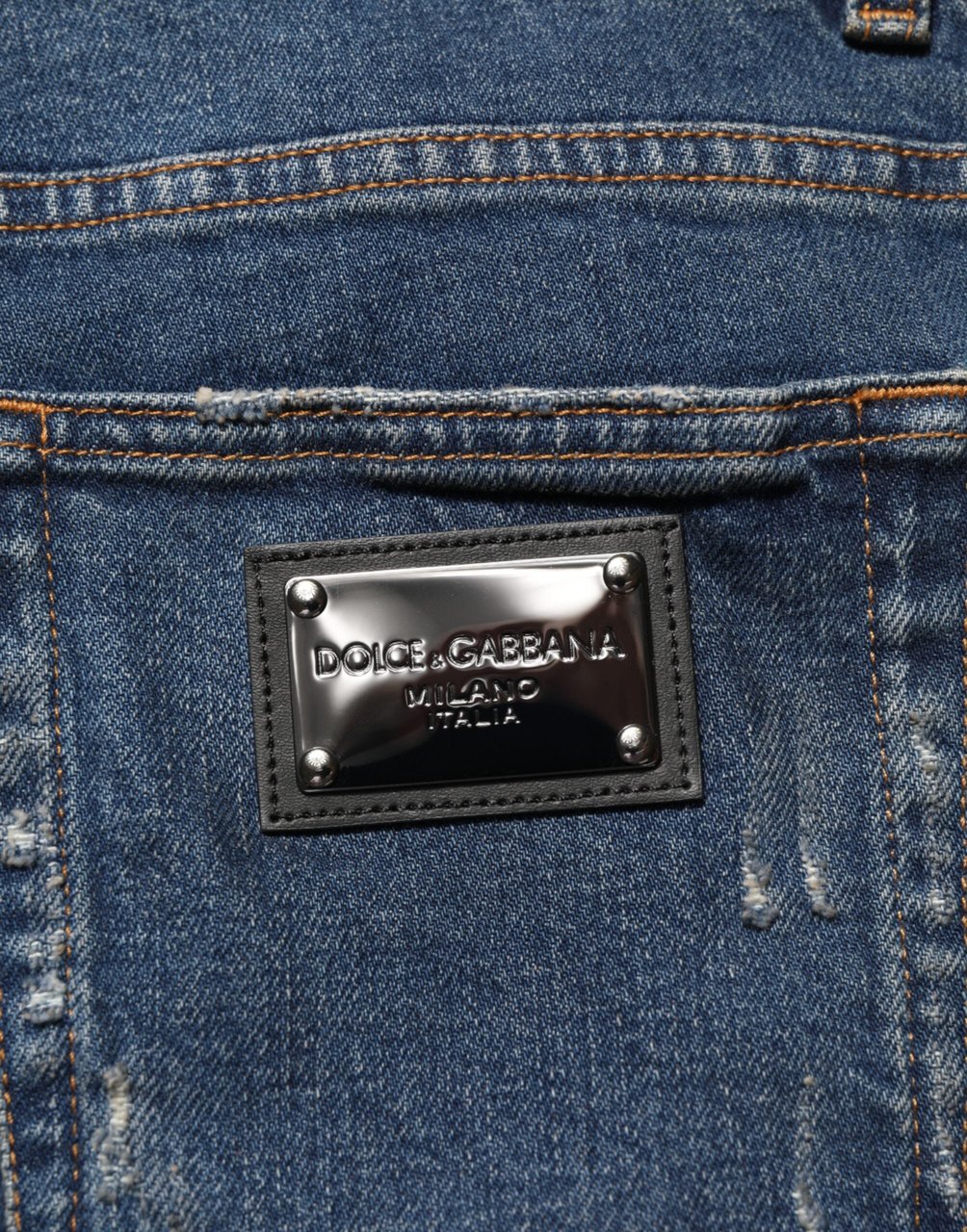 Dolce & Gabbana Blue Tattered Cotton Skinny Men Denim Jeans Blauw