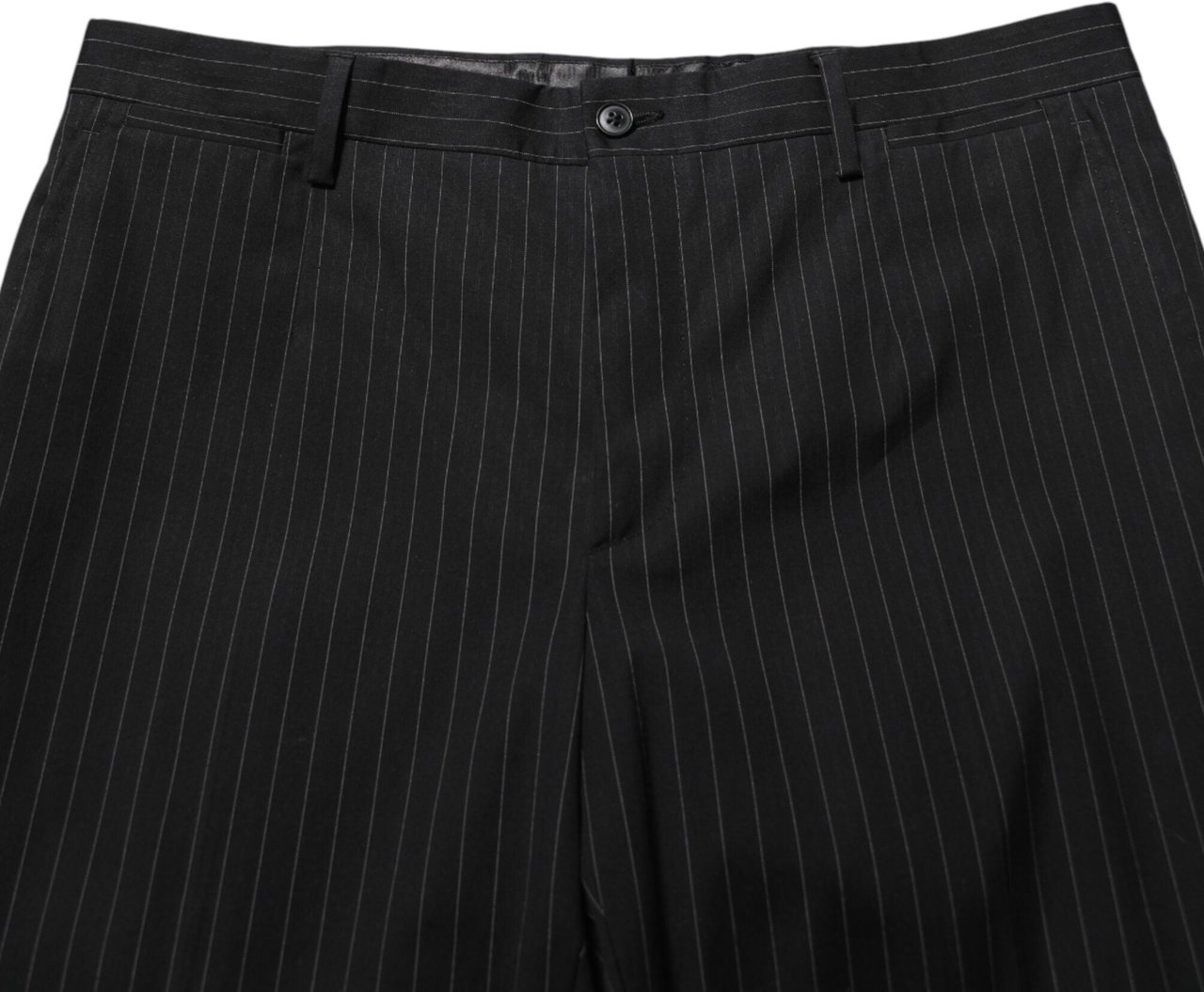 Dolce & Gabbana Black Striped Dress Formal Men Trouser Pants Zwart
