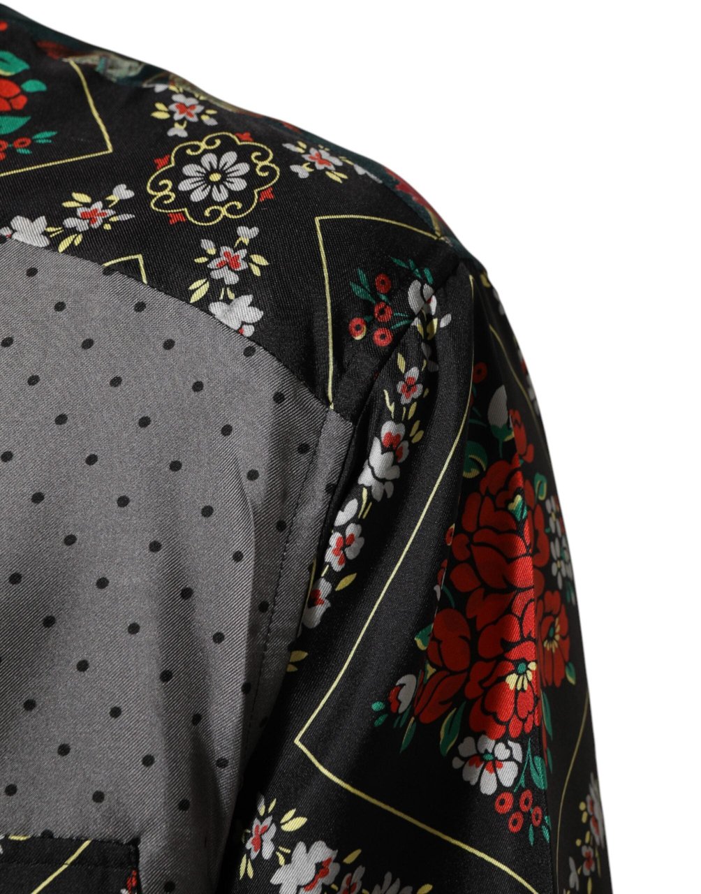 Dolce & Gabbana Multicolor Patchwork Long Sleeves Silk Shirt Divers