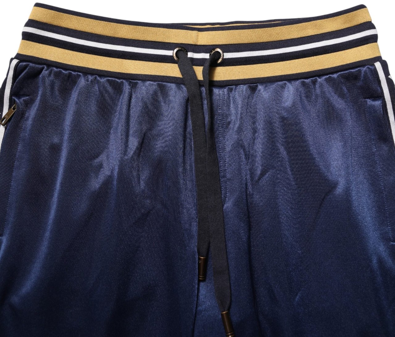 Dolce & Gabbana Blue Nylon Jogger Mid Waist Trouser Pants Blauw