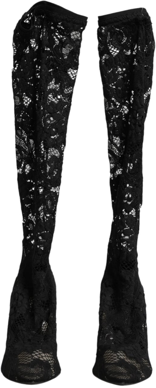 Dolce & Gabbana Black Pumps Taormina Lace Socks Boots Shoes Zwart