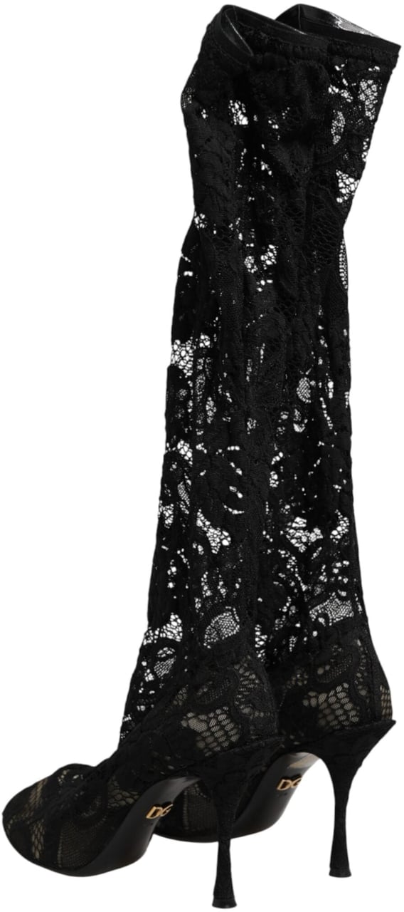 Dolce & Gabbana Black Pumps Taormina Lace Socks Boots Shoes Zwart