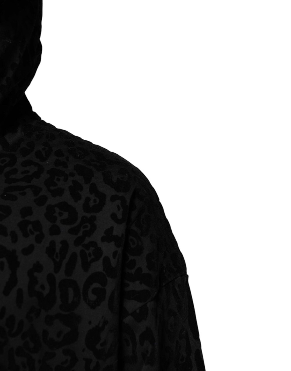 Dolce & Gabbana Black Leopard Full Zip Hooded Sweatshirt Sweater Zwart