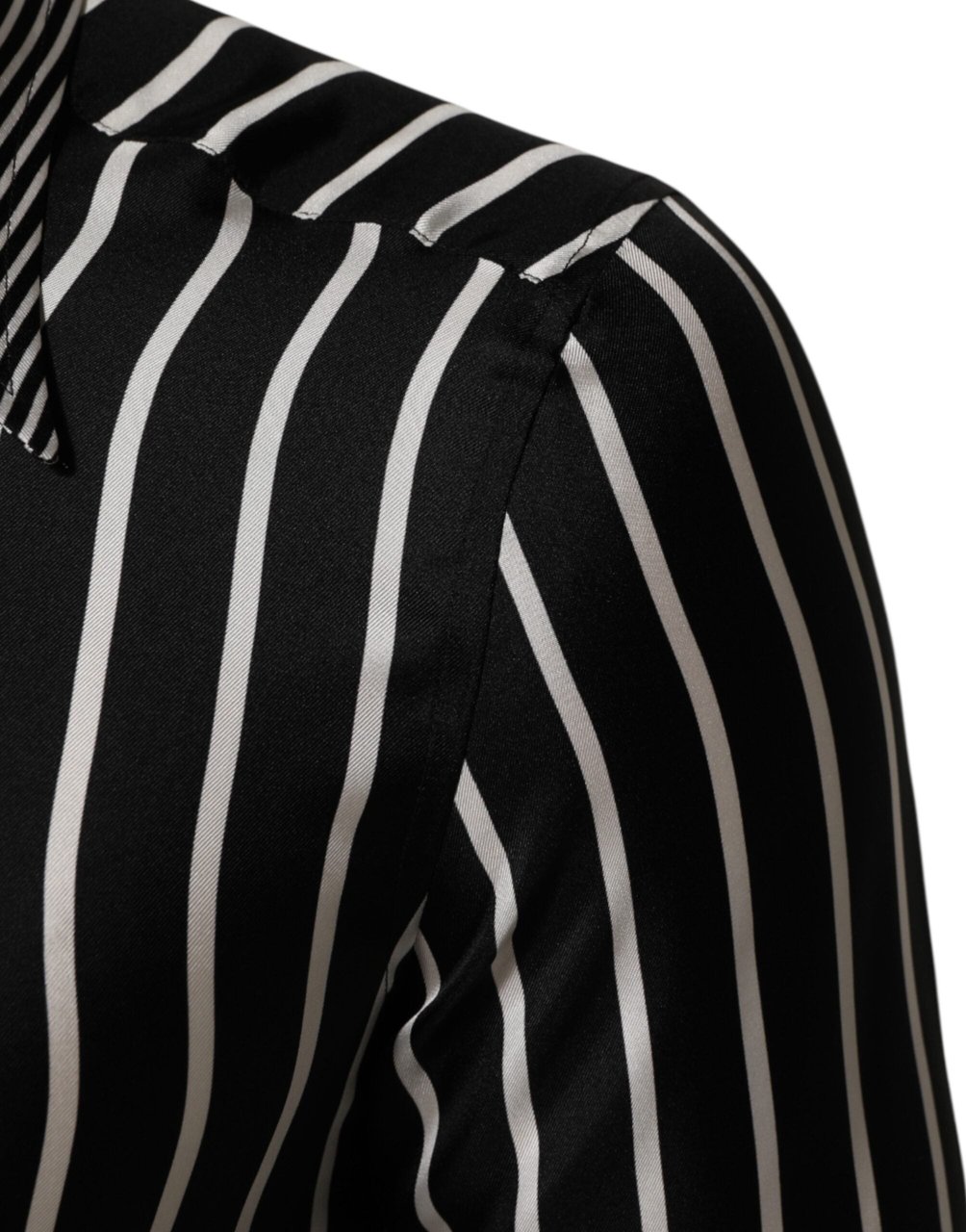 Dolce & Gabbana Black White Stripes Men MARTINI Dress Shirt Zwart