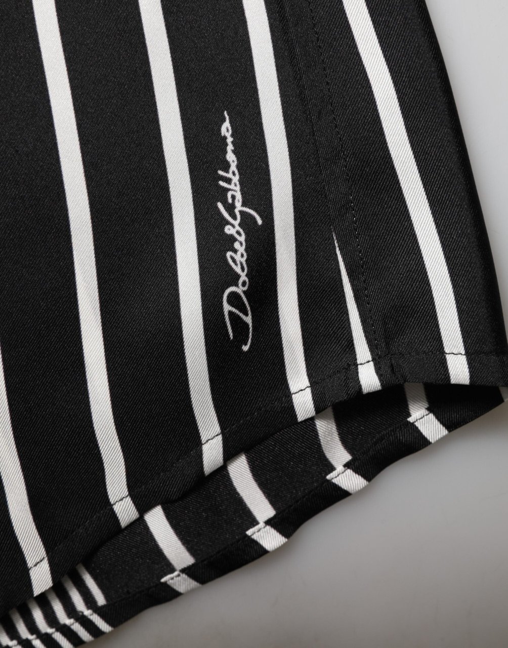 Dolce & Gabbana Black White Stripes Men MARTINI Dress Shirt Zwart
