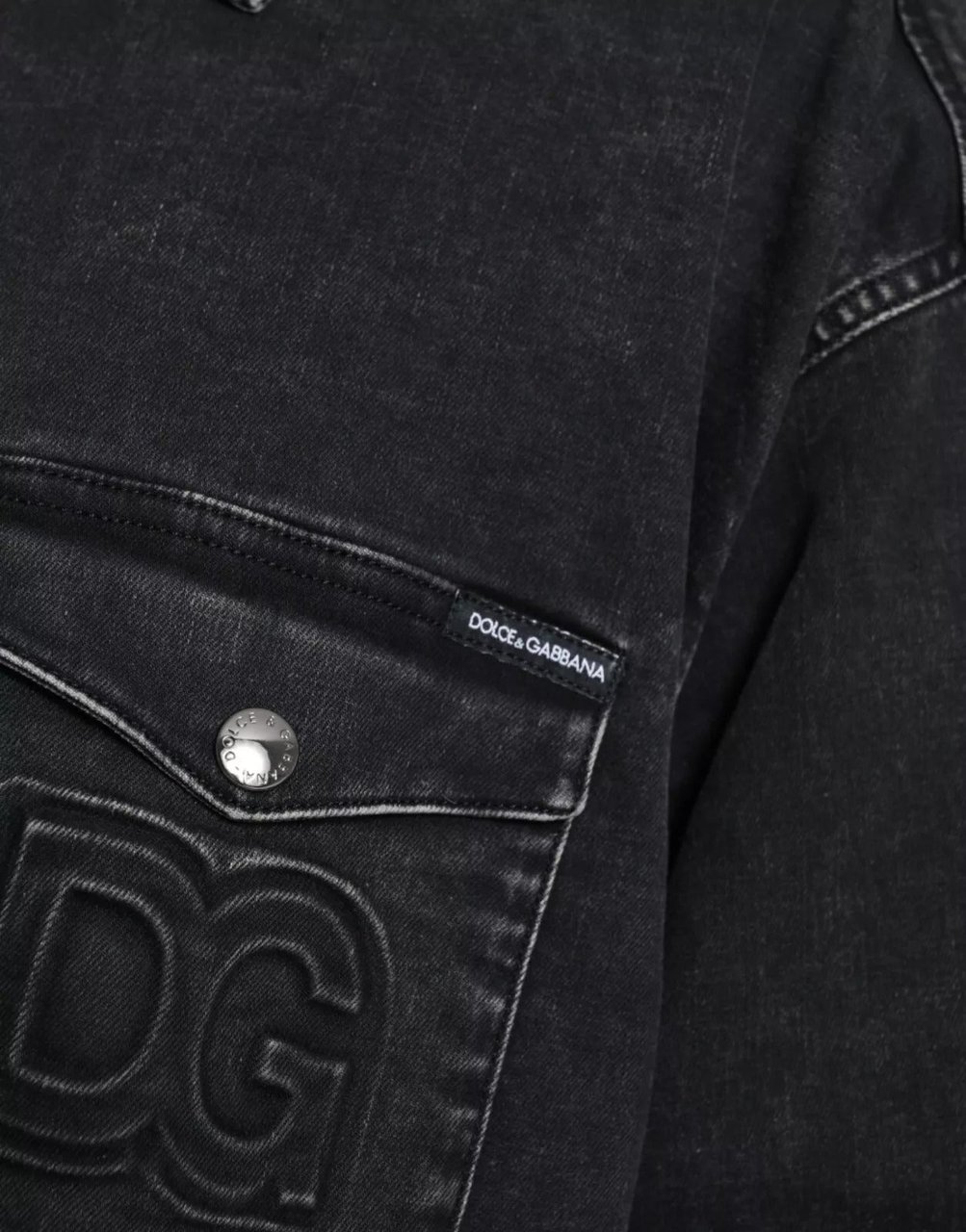 Dolce & Gabbana Black Cotton Long Sleeve Denim Casual Shirt Zwart
