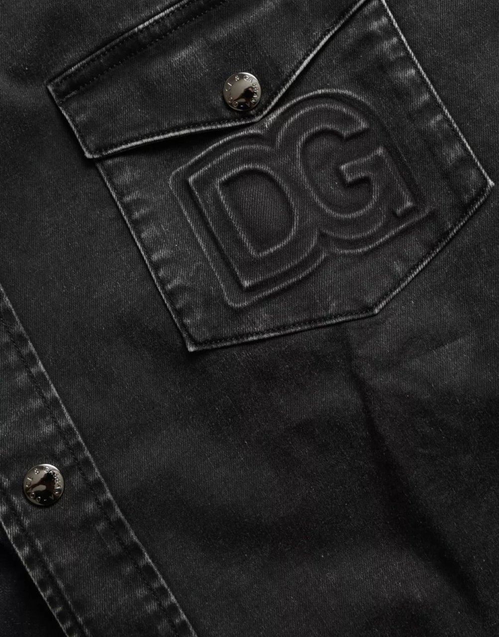 Dolce & Gabbana Black Cotton Long Sleeve Denim Casual Shirt Zwart