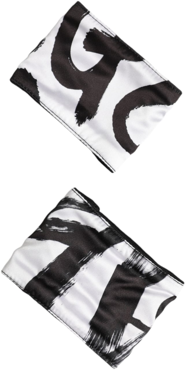 Dolce & Gabbana Black White DG Logo Silk 1 Pair Wristband Zwart