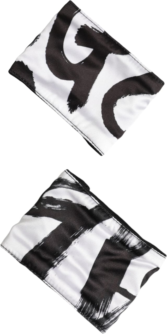 Dolce & Gabbana Black White DG Logo Silk 1 Pair Wristband Zwart